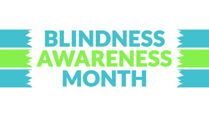 Blindness Awareness Month text with side lines on a White background.