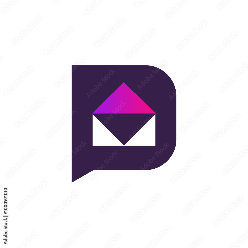 Aufkleber bubble chat in shape of letter p combine with the letter m envelope inside the bubble chat represent