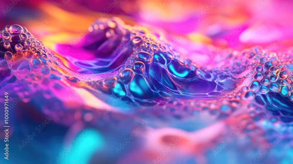 Poster an abstract 3d visualization of a water bottom, integrating vibrant colors and intricate shapes that