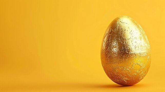 A golden choza on a egg with yellow background