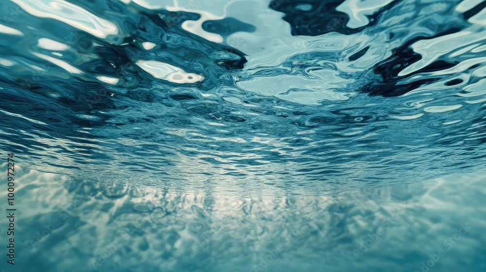 Poster an elegant 3d illustration of the water's surface reflecting intricate patterns, creating a mesmeriz