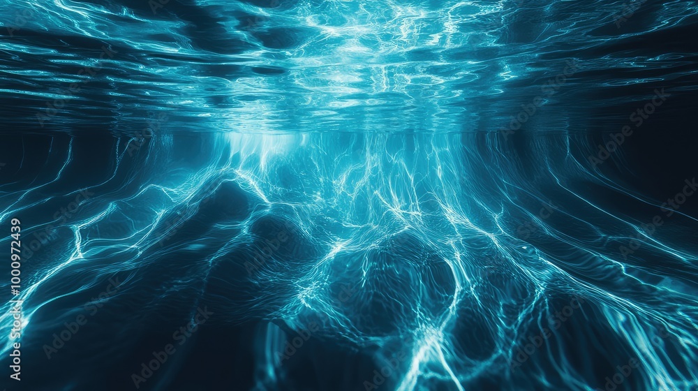Poster an elegant 3d illustration of the water's surface reflecting intricate patterns, creating a mesmeriz