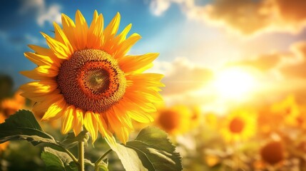 Sunflower in Bloom at Sunrise