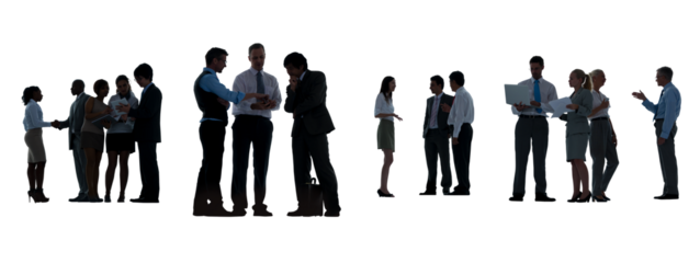 Business team silhouette png sticker, transparent background