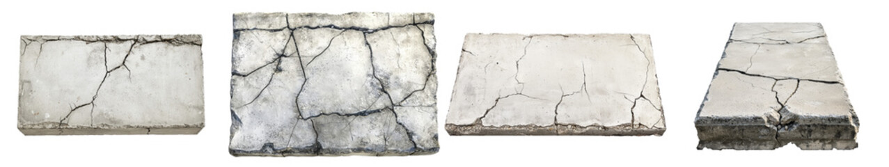 Obraz premium Cracked marble tiles, white isolate background.