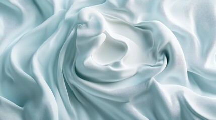 Obraz premium A delicate 3D representation of face cream enveloped in soft, flowing fabric with a serene color palette
