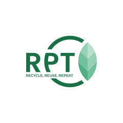 RPT initial lettermark with the leaf and the recycle symbol for eco friendly nature and sustainable logo brand