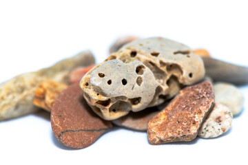 Macro Photo of Pebble Stones on White Background