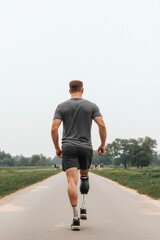 Fototapeta premium Resilience and Joy: A Veteran's Heartwarming Participation in a Community Park Event