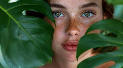 A woman with green eyes