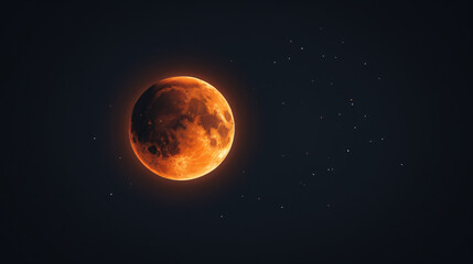 Orange moon in a starry sky, background, wallpaper