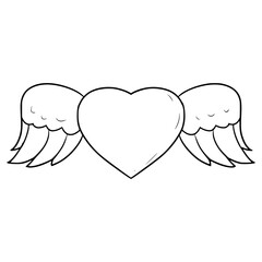 love wings illustration hand drawn outline vector