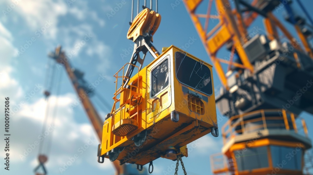Poster a crane is lifting a yellow object