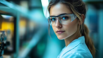 Obraz premium Young Female Scientist Working in Modern Laboratory