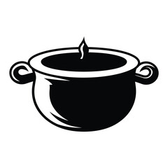 Cauldron silhouette vector.