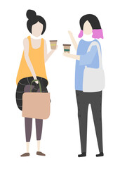 Fototapeta premium Women drinking coffee png clipart, socializing, cartoon illustration