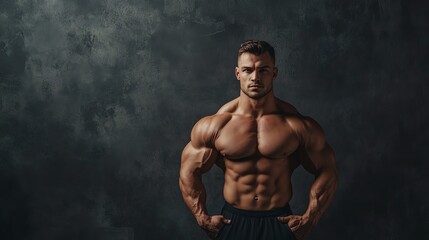 Fototapeta premium A muscular man with a beard is posing for the camera.