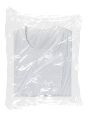 White tee png plastic packaging sticker, transparent background