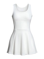 White Sleeveless Tennis Dress with Stitching Detail.