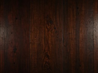 Obraz premium Rich Dark Brown Wooden Plank Texture with Natural Grain and Knots Background