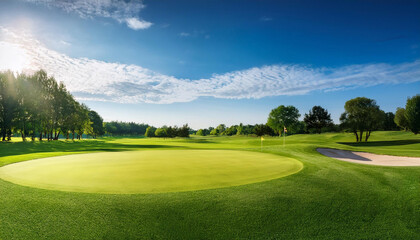 Serene Golf Teeing Ground with Green Grass and Clear Sky