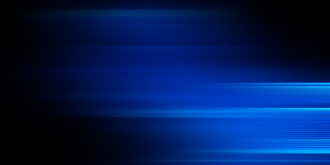 Motion light effect for banners. Blue lines. The effect of speed on a dark background