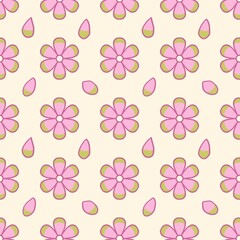 seamless pattern with pink flowers