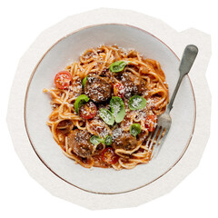 Pasta, food png digital sticker, collage element in transparent background