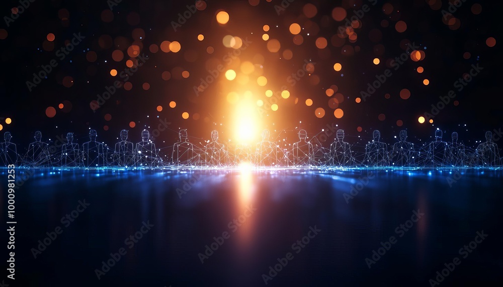 Aufkleber abstract light background with glowing particles and reflection.