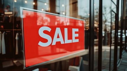 Eye-Catching White Sale Text on a Red Sign at a Retail Clothes Store