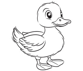 Duck and ducklings, Outline baby duck, Cute baby duck vector