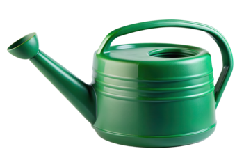 Green watering can isolated with transparent background.