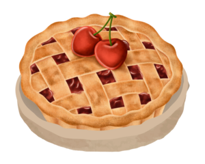 Cherry pie png sticker, realistic illustration, transparent background