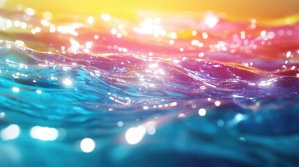 A vibrant 3D rendering of a luxurious water bottom, featuring swirling colors and sparkling elements that mimic sunlight