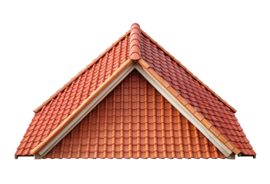 Small roof with red tiles isolated with transparent background.
