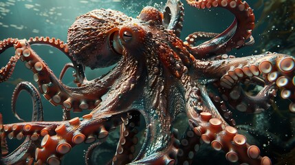 Obraz premium A huge octopus with glistening sparkling thorns shot in fine detail