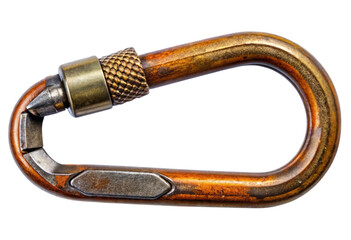 Large carabiner clip isolated with transparent background.