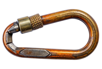 Large carabiner clip isolated with transparent background.