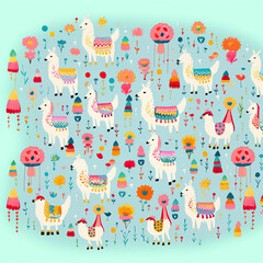 Beautiful Wallpaper with a Llama Design, Ideal Alpaca Poster or Graphic Resource for Creative Project, Ai Generative