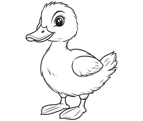 Duck and ducklings, Outline baby duck, Cute baby duck vector