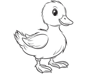 Duck and ducklings, Outline baby duck, Cute baby duck vector