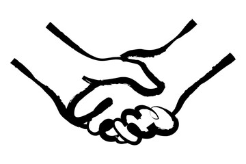 Png handshake doodle, transparent background