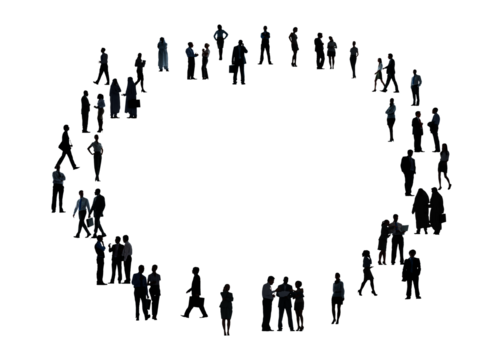 Png business connection silhouette sticker, transparent background