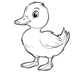 Duck and ducklings, Outline baby duck, Cute baby duck vector