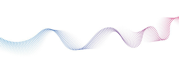 Flowing Dot Wave halftone gradient pattern on transparent background	