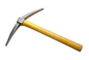 Metal pickaxe isolated with transparent background.
