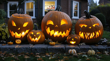 Fototapeta premium autumn halloween background pumpkin halloween themed 