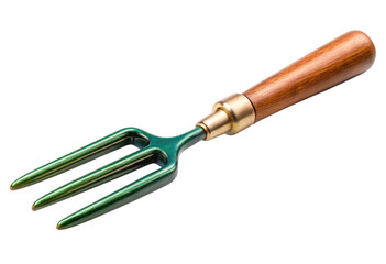Obraz premium Gardening hand fork with wooden handle isolated with transparent background.