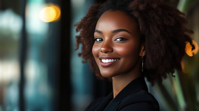 Confident business woman exudes happiness.