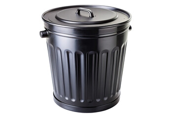 Metal trash can with lid isolated with transparent background.